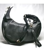 BRIGHTON Vintage Black Pebble Leather Applique Shoulder Bag #475 - €85,06 EUR