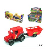 4 ASST DIECAST METAL TOY FARM TRACTORS WITH TRAILERS friction powered pl... - $12.95 CAD