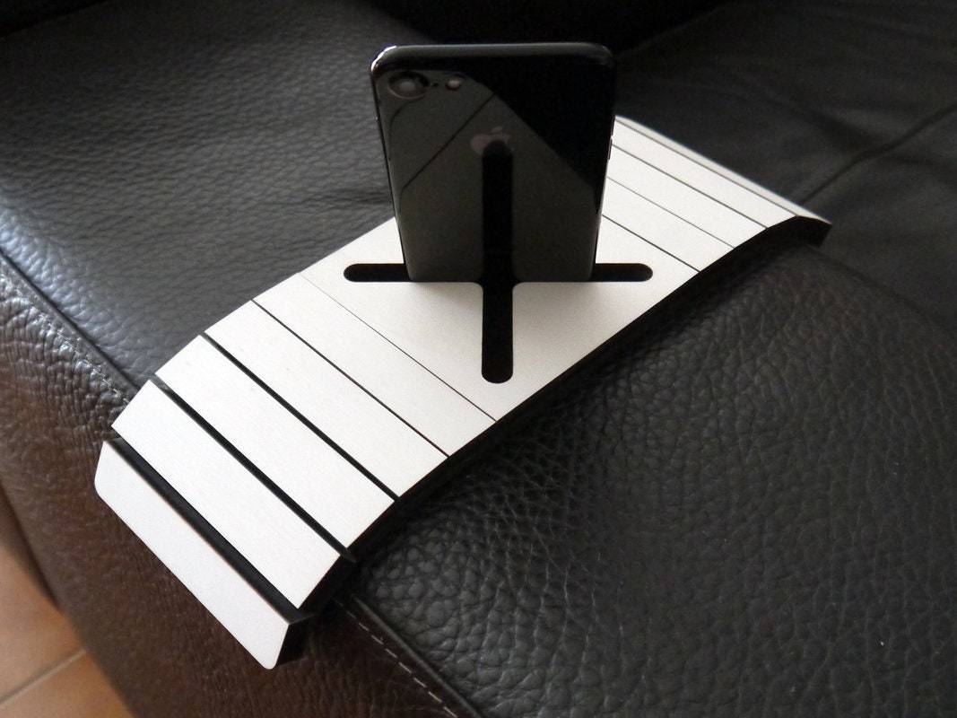 Laser-Cut Wood Armrest Table with Phone Stand, Functional Sofa Companion... - $30.00