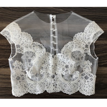 White Sleeveless Illusion Neckline Crop Lace Tops  Boho Wedding Bridesma... - $59.99