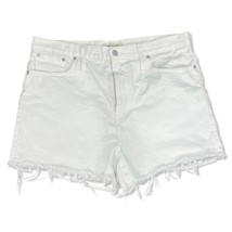 Madewell White Denim Perfect Jean Shorts Frayed Hem 5 Pocket Design Size 32 - $21.26
