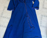 Vintage JC PENNEY Velour Robe Blue Corded Trim and Tie 1/2 Zip Housecoat... - $55.74