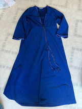 Vintage JC PENNEY Velour Robe Blue Corded Trim and Tie 1/2 Zip Housecoat... - £44.56 GBP