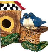 Bird House Bluebirds on Branch "Feed The Birds" Ceramic Bisque Hand Painted image 3