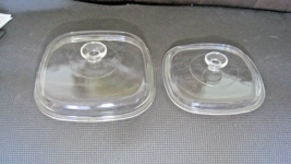 2  Pyrex Glass LIDS : P-12-C and A-9-C lids for Corning Ware Square Casseroles - £29.63 GBP