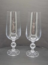 Vintage Bohemia Crystal Champagne Glasses Flutes Claudia Prism Ball Stem - $13.90