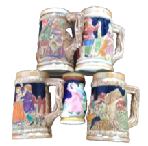Lot of 5 Collectible Japan Beer Steins, 4 Is 5.5&quot; tall, 1 is 4.25&quot; tall,... - $37.37