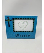 Blessed Cross Accent Blue and Green Wooden 6”X4” Photo Picture Frame - $25.89 CAD