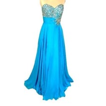 Tony Bowls Strapless Sweetheart Rhinestone Evening Long Gown Blue Size 6... - £78.85 GBP