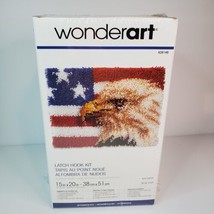 Latch Hook Rug Kit Eagle &amp; American Flag Patriotic 4th July USA NEW 15” x 20” - £18.37 GBP