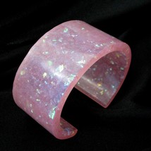 Light Lavender Sparkle Resin OPEN CUFF Bracelet for Women Girls Fashion Jewelry - £18.09 GBP