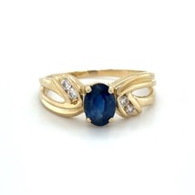 Sapphire and Diamond 14K Yellow Gold Ring 2.9g Size 8 - £2,347.17 GBP