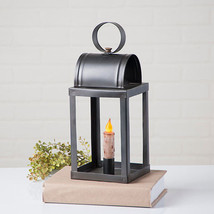 Square Candle Lantern in smokey Black tin with Candlestick - $48.00