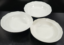 3 Mikasa French Countryside Rim Soup Bowls Set Vintage White Scalloped Japan Lot - £39.45 GBP