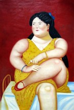 24x36 inches Fernando Botero style  stretched Oil Painting Canvas Art Wall De48D - £149.50 GBP