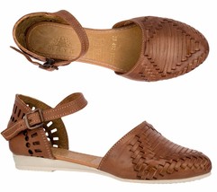 Womens Cognac Authentic Mexican Huarache Real Leather Sandals Closed Toe Size 6 - £27.93 GBP