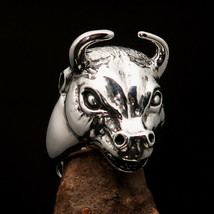Excellent crafted Mens Cowboy Ring Bull&#39;s Torro Head - Sterling Silver - £122.94 GBP
