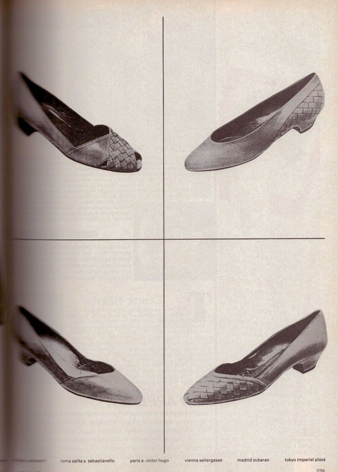 Primary image for 1985 Bottega Veneta Purse Shoes Woven Leather Black & White Vintage Print Ad 80s