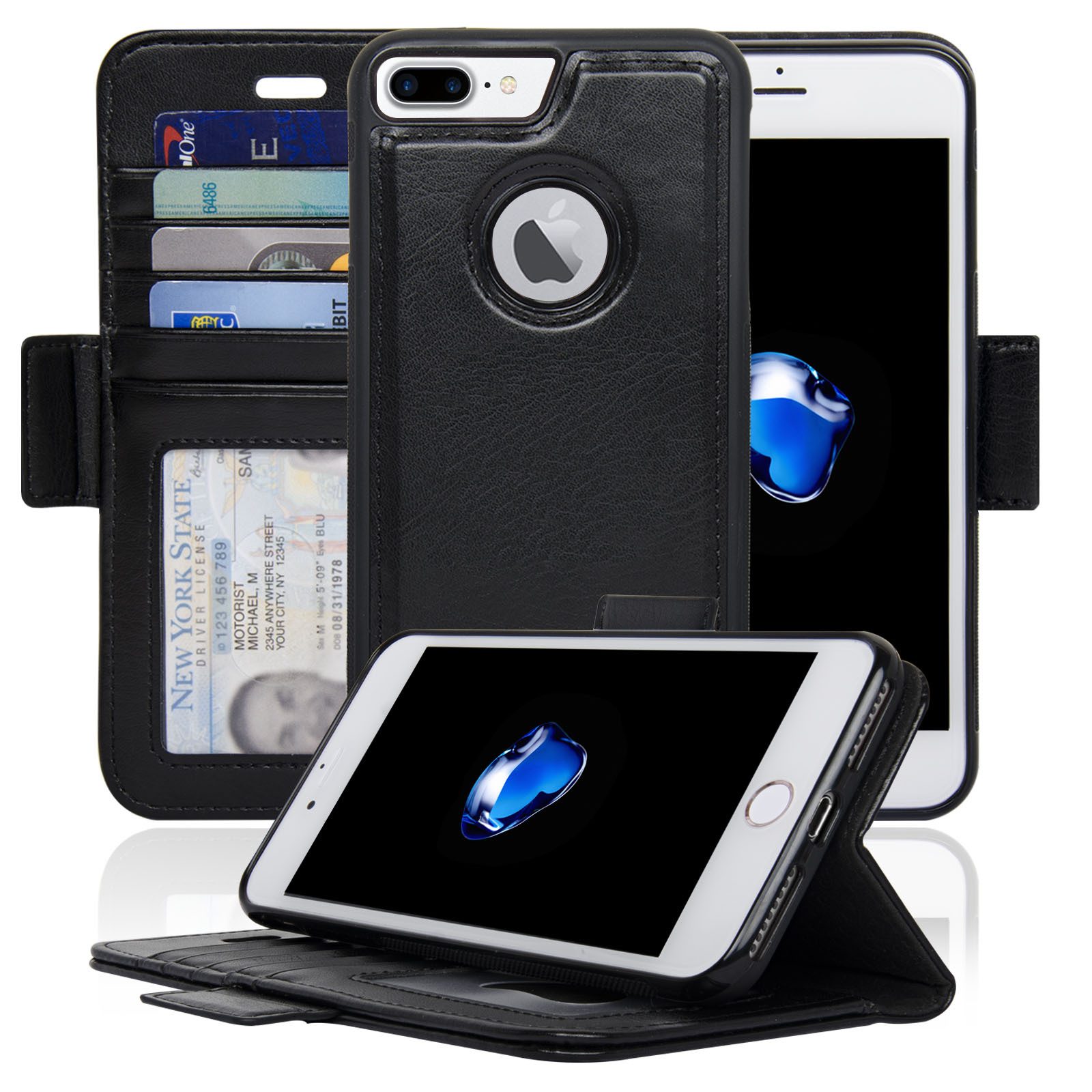 Navor Detachable Magnetic Wallet Case RFID Protection, Compatible iPhone 7 Plus