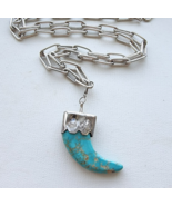 NATIVE AMERICAN 925 STERLING SILVER  TURQUOISE CLAW PENDANT NECKLACE  52.1g - $495.58 CAD