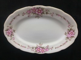 Acsons Diamond China Flower Song Japan Oval Serving Platter Gold Trim Floral - £17.97 GBP