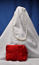 Faux Pearl Necklace 18 inches with Gold Tone Closure Red Zipper Bag - £5.54 GBP