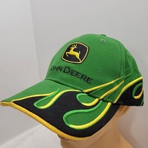 John Deere Green Black Yellow Logo Flames Adjustable Hat Cap Cary Franci... - £11.86 GBP