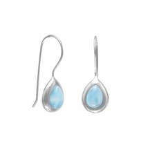 Pear Shaped Larimar Gemstone 14k White Gold Plated Handmade French Hook Earring - £155.89 GBP