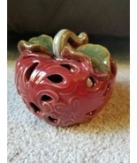 NWOT Pottery Tea Light Apple Candle Holder Autumn Fall Thanksgiving FREE... - £20.56 GBP