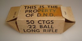 VINTAGE .22 EMPTY AMMO BOX - DEPARTMENT of NATIONAL DEFENCE - $1.96