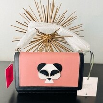 Kate Spade Gentle Panda Crossbody Leather Wallet Bag, Pink/Black, NWT - $2,402.13 MXN