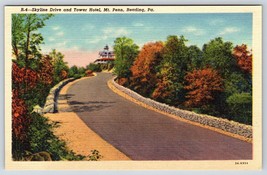 Postcard Skyline Drive and Tower Hotel, Mt. Penn, Reading, PA Linen - £3.54 GBP