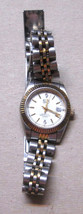 ELGIN  QUARTZ Ladies Watch Gold Two Tone Bracelet Band  7&quot; Wrist No Battery - $35.21