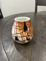 Art Glass Hanging Hearts Upside Down Vase 4” Custard Tapestry Rare - $227.69