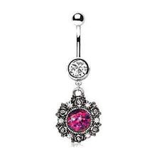 316L Stainless Steel Victorian Style Pendant Dangle Navel Ring - £12.47 GBP