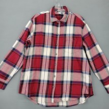 Old Navy Women Shirt Size M Red Flannel Classic Plaid Button Up Long Sle... - $12.60
