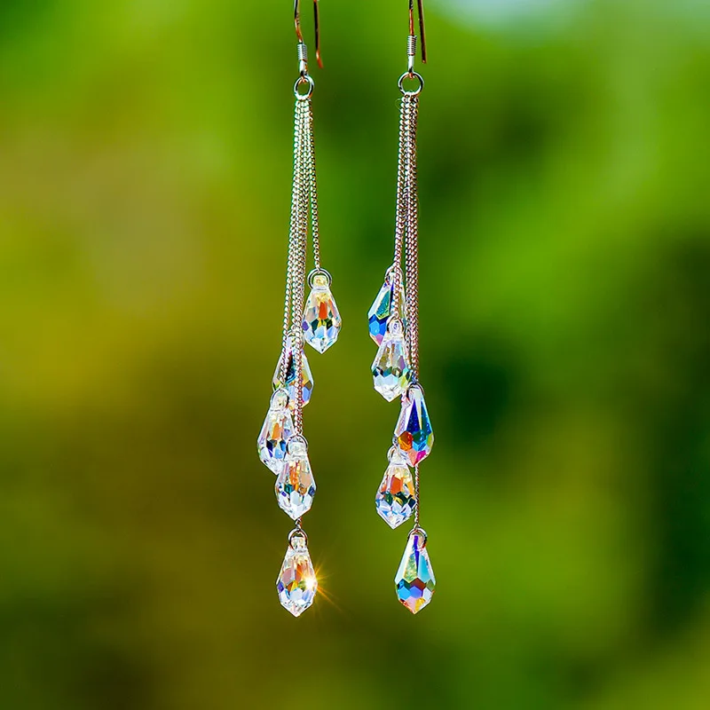 House Home Fashion Crystal Earrings TAel Temperament Water Drop Earrings for Wom - £19.64 GBP