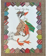 Vintage Famous Artists Studios Well Dress Duck Birthday Card Necktie Border - £7.03 GBP