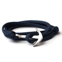 NIUYITID New Navy Blue Bracelet Men Friendship Anchor Bracelet Handmade Multi-la - £8.74 GBP