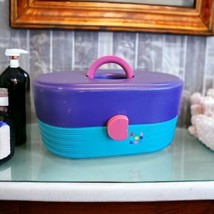 Vintage 1990s Caboodles Makeup Organizer Case Caddy Turquoise Purple Pink 2615 - £38.87 GBP