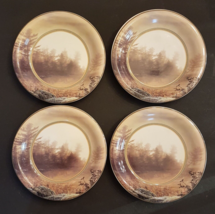 Cabela&#39;s Hautman Bros BREAD &amp; BUTTER PLATE LOT of 4 BULL MOOSE 7 1/2&quot; St... - £15.52 GBP