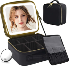 Jadazror Makeup Bag with Mirror and Light 3 Colors, Travel Makeup Bag with Mirro - £26.21 GBP