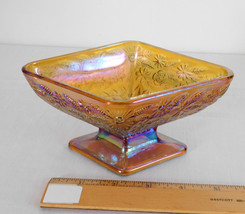 Indiana Glass Amber Purple Hue Iridescent Pineapple Floral Diamond Shape... - $9.95