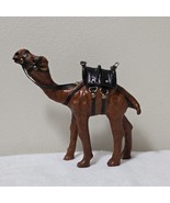 Vintage 7&quot; Collectible Wooden Leather Wrapped Camel Figure w/ Glass Eyes... - $78.30 CAD