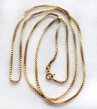 Vintage 14k Solid Yellow Gold Necklace Box Chain 30in Long 2mm Thick Uno A Erre - £624.08 GBP
