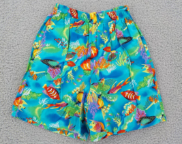 Ky&#39;s Shorts Womens SZ S Blue Green With Pockets Cotton Tropical Fish Oce... - £7.46 GBP