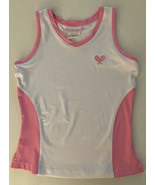 Little Miss Tennis Marilyn Kosten Pink White V Neck Top Racquet Logo Sz ... - $17.63 CAD
