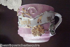 Mid Century GERMANY mustache COFFEE mugs, pink and gold with inscriptions - £51.56 GBP