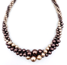 Vintage Roman Brown Triple Strand Torsade Faux Pearl Necklace 18 in - £24.76 GBP