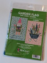 Wincraft Happy Gardening Gnome Barrow Double Sided Garden Flag 12.5" x 18" NEW - $13.09